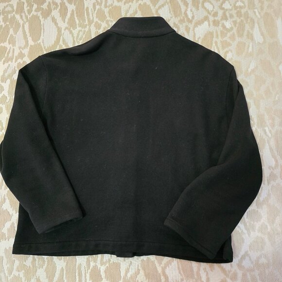 St. John Sport Black Cotton Sweater Gold Twist lock Buttons Mandarin Collar Sz M - Picture 3 of 12